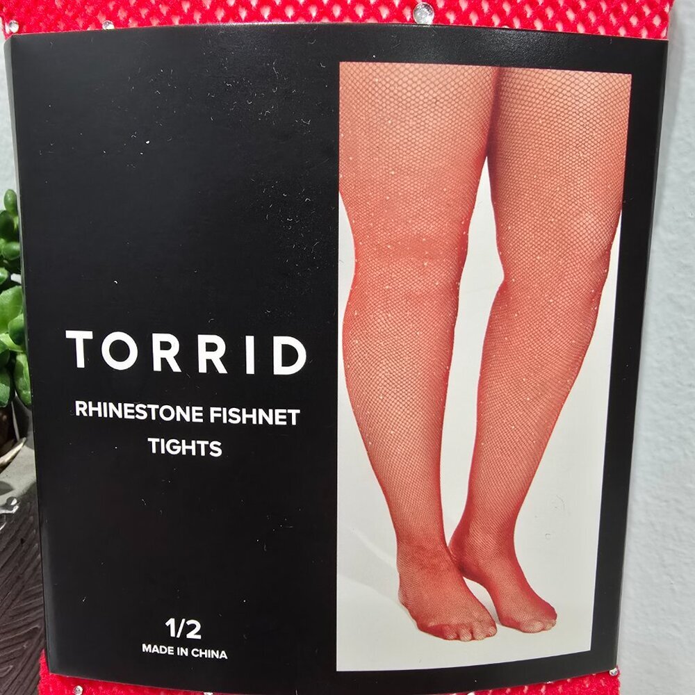Torrid - Rhinestone Fishnet Tight in Red​ - Picture 4 of 8